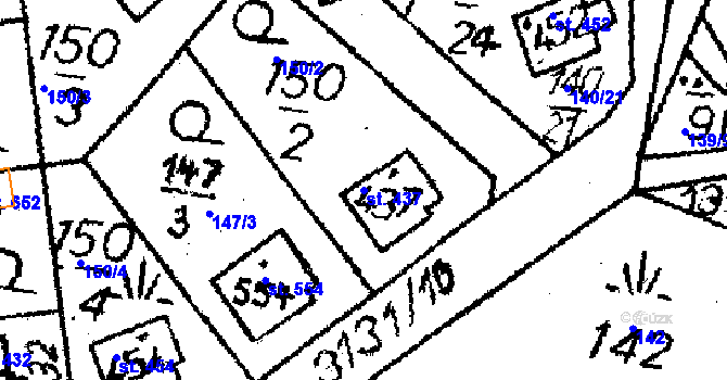 Parcela st. 437 v KÚ Havlíčkova Borová, Katastrální mapa