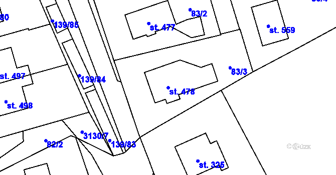 Parcela st. 478 v KÚ Havlíčkova Borová, Katastrální mapa