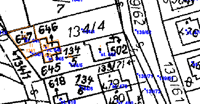 Parcela st. 502 v KÚ Havlíčkova Borová, Katastrální mapa