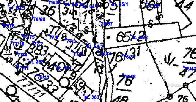 Parcela st. 76/32 v KÚ Havlíčkova Borová, Katastrální mapa