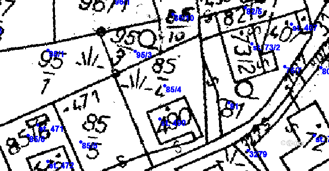 Parcela st. 85/4 v KÚ Havlíčkova Borová, Katastrální mapa