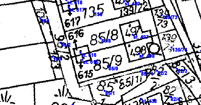 Parcela st. 85/9 v KÚ Havlíčkova Borová, Katastrální mapa