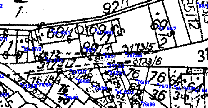Parcela st. 89/2 v KÚ Havlíčkova Borová, Katastrální mapa