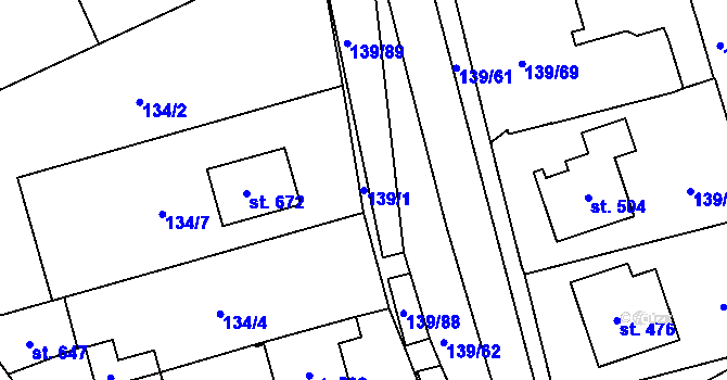 Parcela st. 139/1 v KÚ Havlíčkova Borová, Katastrální mapa