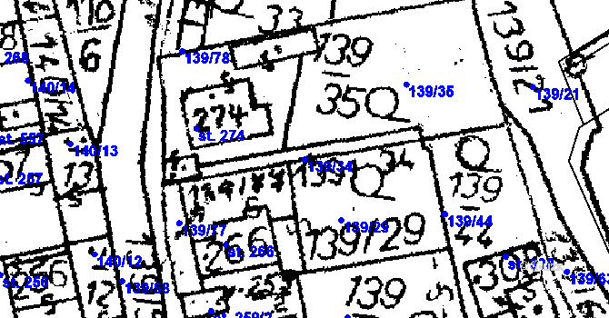 Parcela st. 139/34 v KÚ Havlíčkova Borová, Katastrální mapa