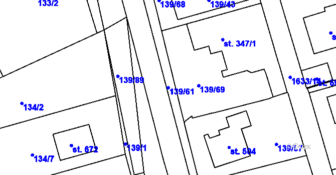 Parcela st. 139/61 v KÚ Havlíčkova Borová, Katastrální mapa