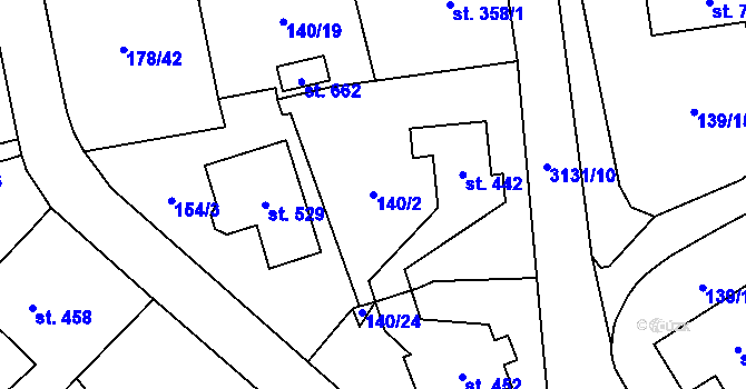 Parcela st. 140/2 v KÚ Havlíčkova Borová, Katastrální mapa