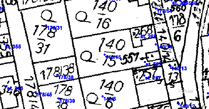 Parcela st. 140/15 v KÚ Havlíčkova Borová, Katastrální mapa