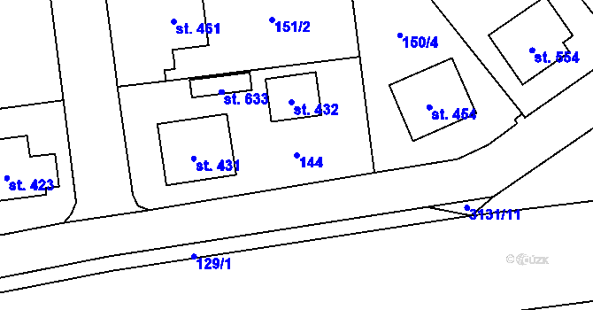 Parcela st. 144 v KÚ Havlíčkova Borová, Katastrální mapa