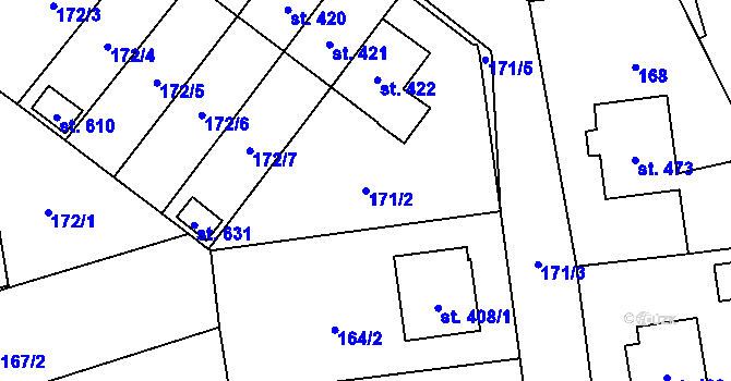 Parcela st. 171/2 v KÚ Havlíčkova Borová, Katastrální mapa
