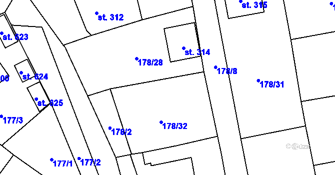 Parcela st. 178/44 v KÚ Havlíčkova Borová, Katastrální mapa