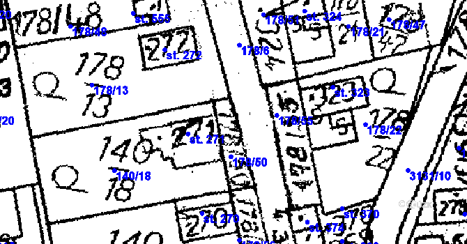 Parcela st. 178/50 v KÚ Havlíčkova Borová, Katastrální mapa