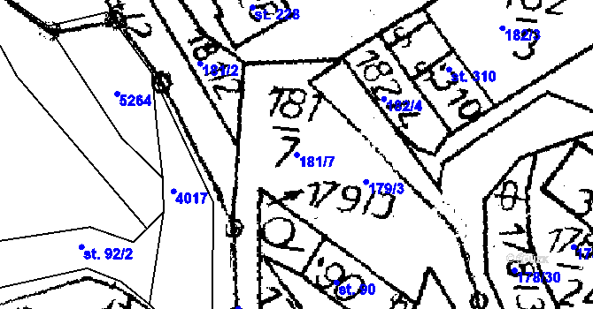Parcela st. 181/7 v KÚ Havlíčkova Borová, Katastrální mapa