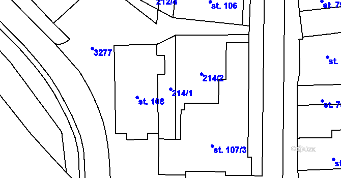Parcela st. 214/1 v KÚ Havlíčkova Borová, Katastrální mapa