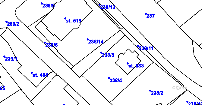 Parcela st. 238/5 v KÚ Havlíčkova Borová, Katastrální mapa