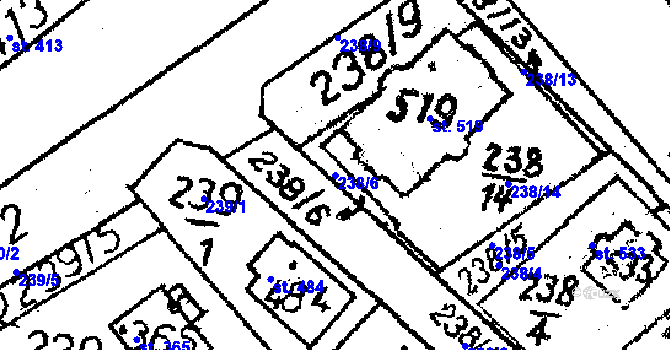Parcela st. 238/6 v KÚ Havlíčkova Borová, Katastrální mapa