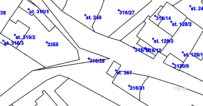 Parcela st. 316/18 v KÚ Havlíčkova Borová, Katastrální mapa