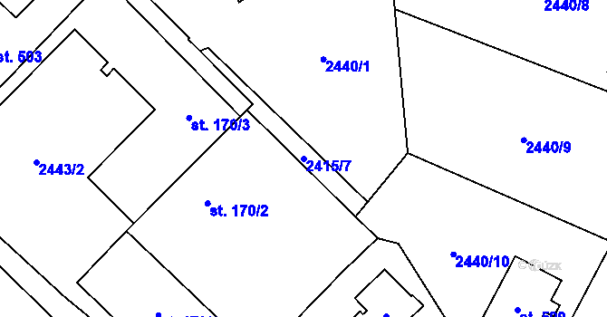 Parcela st. 2415/7 v KÚ Havlíčkova Borová, Katastrální mapa