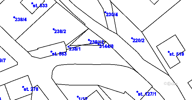 Parcela st. 3144/2 v KÚ Havlíčkova Borová, Katastrální mapa