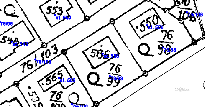 Parcela st. 586 v KÚ Havlíčkova Borová, Katastrální mapa