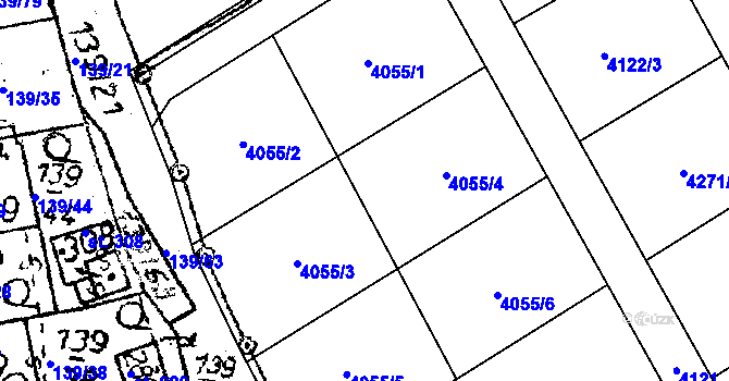 Parcela st. 4055 v KÚ Havlíčkova Borová, Katastrální mapa