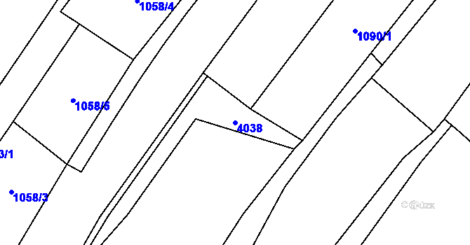 Parcela st. 4038 v KÚ Havlíčkova Borová, Katastrální mapa