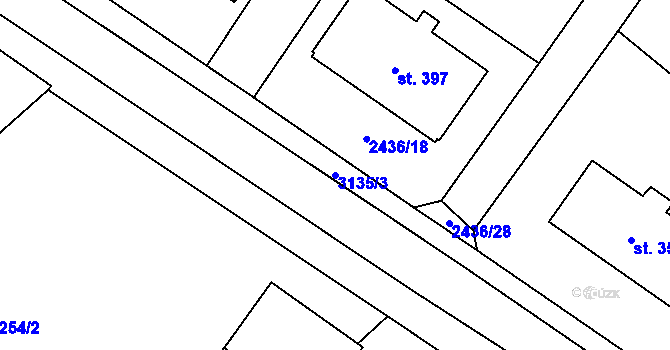 Parcela st. 3135/3 v KÚ Havlíčkova Borová, Katastrální mapa
