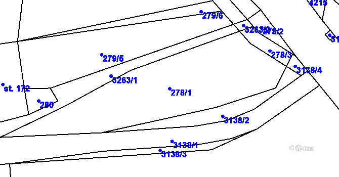 Parcela st. 278/1 v KÚ Havlíčkova Borová, Katastrální mapa
