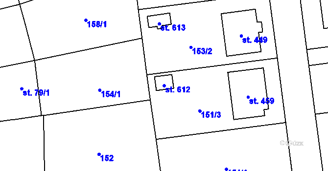 Parcela st. 612 v KÚ Havlíčkova Borová, Katastrální mapa