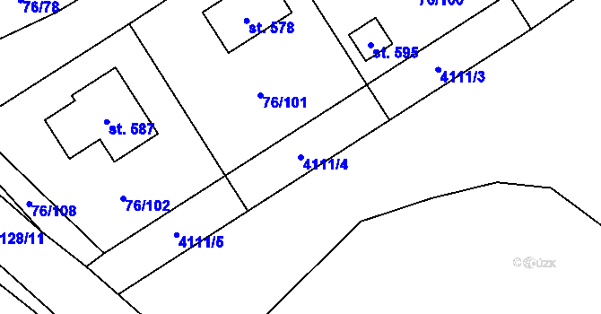 Parcela st. 4111/4 v KÚ Havlíčkova Borová, Katastrální mapa