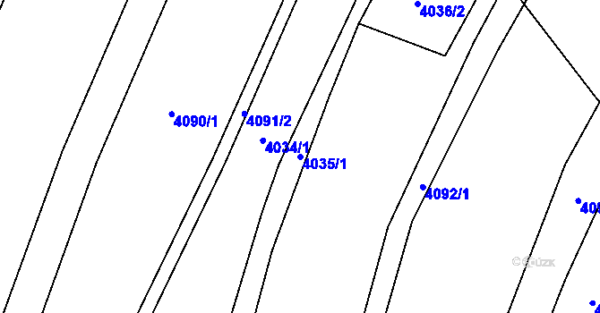 Parcela st. 4035/1 v KÚ Havlíčkova Borová, Katastrální mapa
