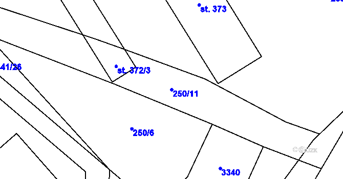 Parcela st. 250/11 v KÚ Havlíčkova Borová, Katastrální mapa