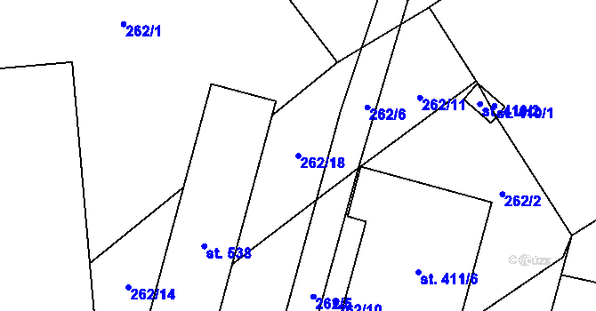Parcela st. 262/18 v KÚ Havlíčkova Borová, Katastrální mapa