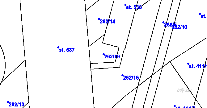 Parcela st. 262/19 v KÚ Havlíčkova Borová, Katastrální mapa