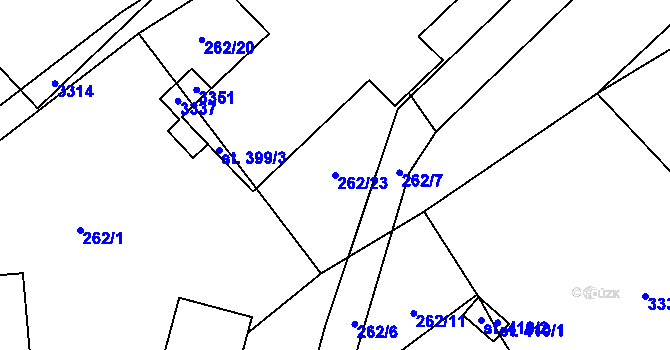 Parcela st. 262/23 v KÚ Havlíčkova Borová, Katastrální mapa