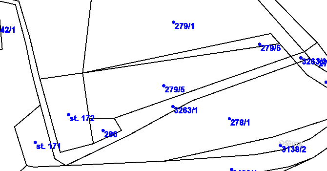 Parcela st. 279/5 v KÚ Havlíčkova Borová, Katastrální mapa