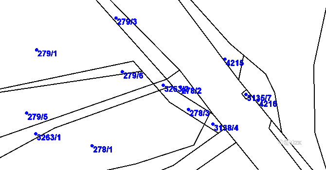 Parcela st. 3263/2 v KÚ Havlíčkova Borová, Katastrální mapa