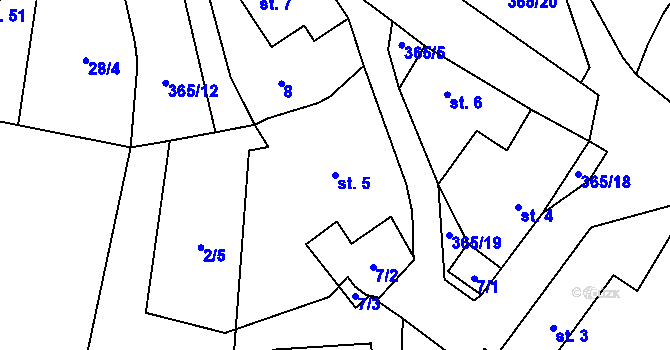 Parcela st. 5 v KÚ Peršíkov, Katastrální mapa