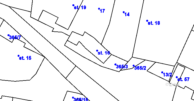 Parcela st. 16 v KÚ Peršíkov, Katastrální mapa