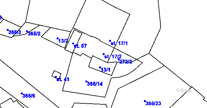 Parcela st. 17/2 v KÚ Peršíkov, Katastrální mapa