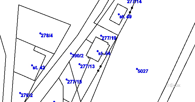 Parcela st. 54 v KÚ Peršíkov, Katastrální mapa