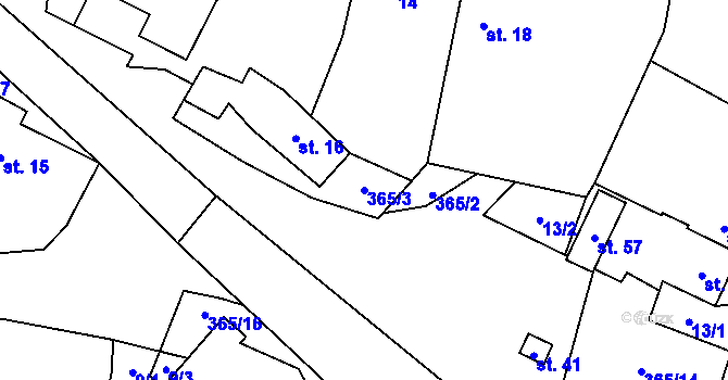 Parcela st. 365/3 v KÚ Peršíkov, Katastrální mapa