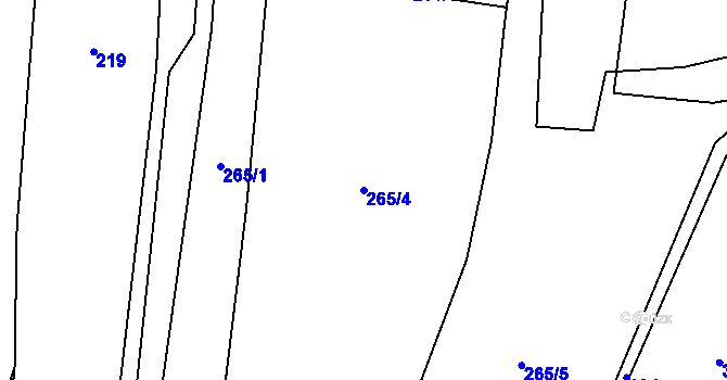 Parcela st. 265/4 v KÚ Peršíkov, Katastrální mapa