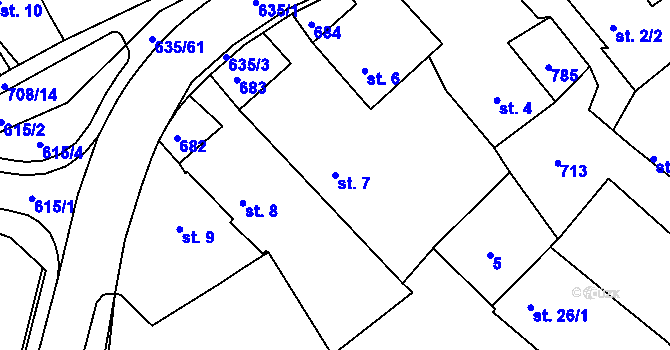 Parcela st. 7 v KÚ Havlovice u Domažlic, Katastrální mapa