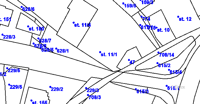 Parcela st. 11/1 v KÚ Havlovice u Domažlic, Katastrální mapa