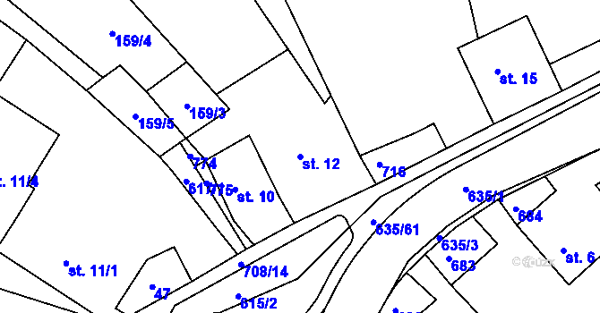 Parcela st. 12 v KÚ Havlovice u Domažlic, Katastrální mapa