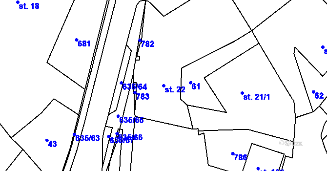 Parcela st. 22 v KÚ Havlovice u Domažlic, Katastrální mapa