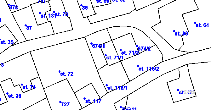 Parcela st. 71/1 v KÚ Havlovice u Domažlic, Katastrální mapa