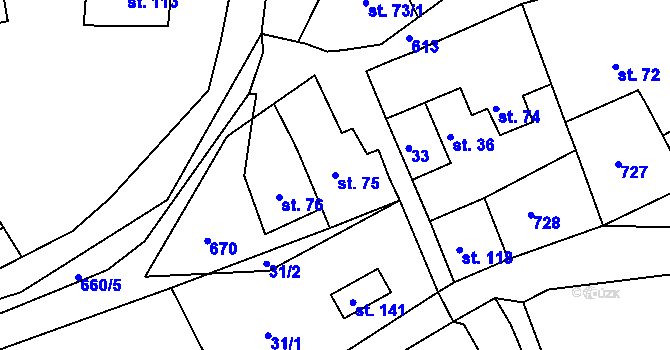 Parcela st. 75 v KÚ Havlovice u Domažlic, Katastrální mapa