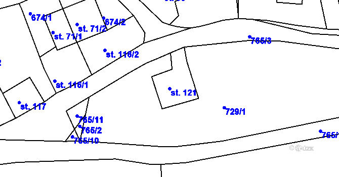 Parcela st. 121 v KÚ Havlovice u Domažlic, Katastrální mapa